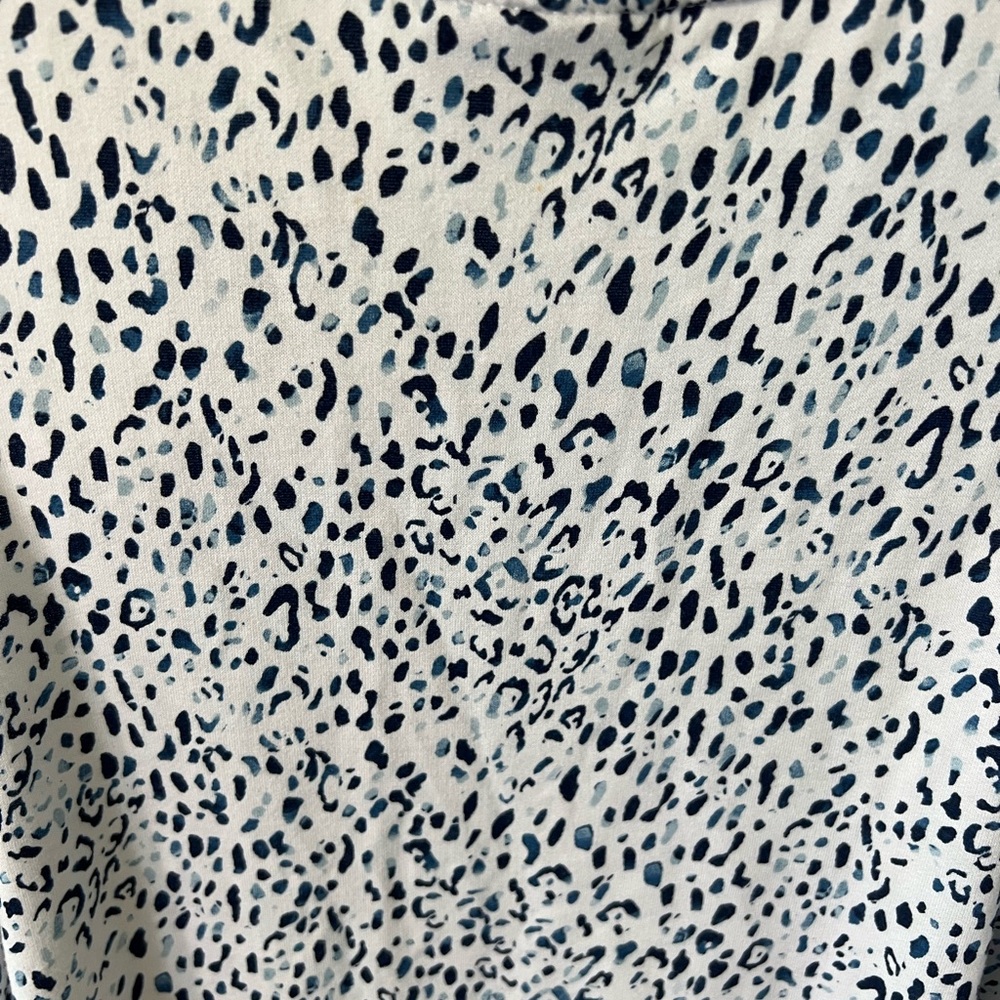 Wonderly Studio White with Navy and Teal Speckle Print Sleeveless Dress- M - Picture 3 of 8